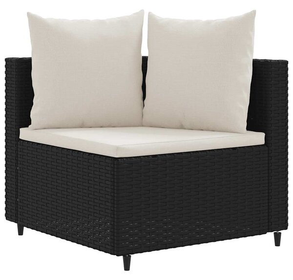 6 részes fekete polyrattan kerti ülőgarnitúra párnákkal