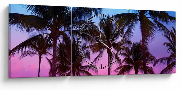 Kép - Pálmafák Miamiban (órával) (90x30 cm)