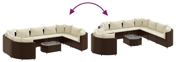 10 részes barna polyrattan kerti ülőgarnitúra párnákkal