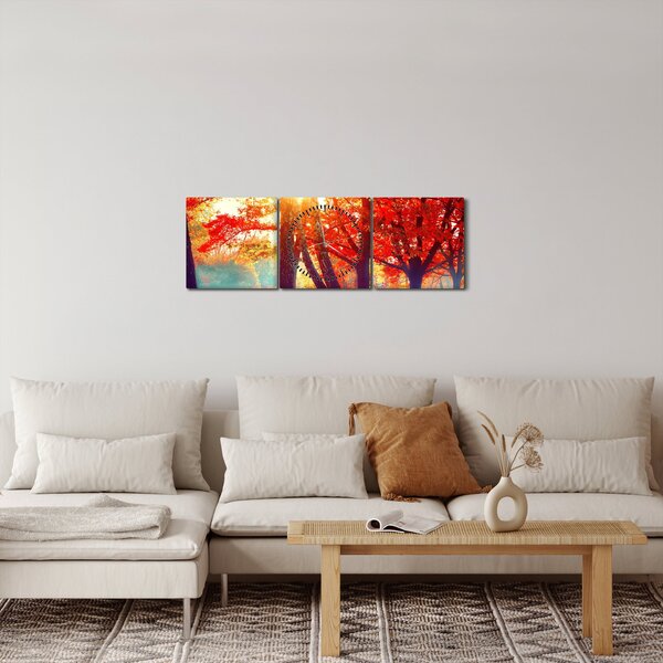 Kép - Őszi táj (órával) (90x30 cm)