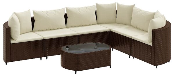 7 részes barna polyrattan kerti ülőgarnitúra párnákkal