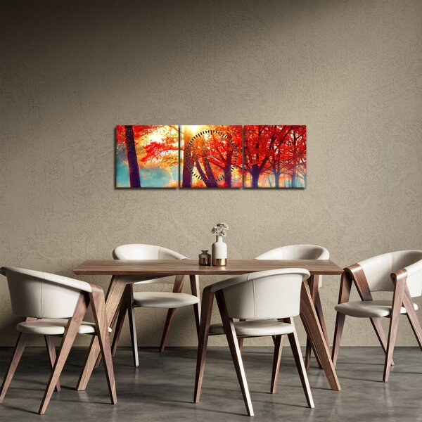 Kép - Őszi táj (órával) (90x30 cm)