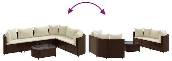 7 részes barna polyrattan kerti ülőgarnitúra párnákkal