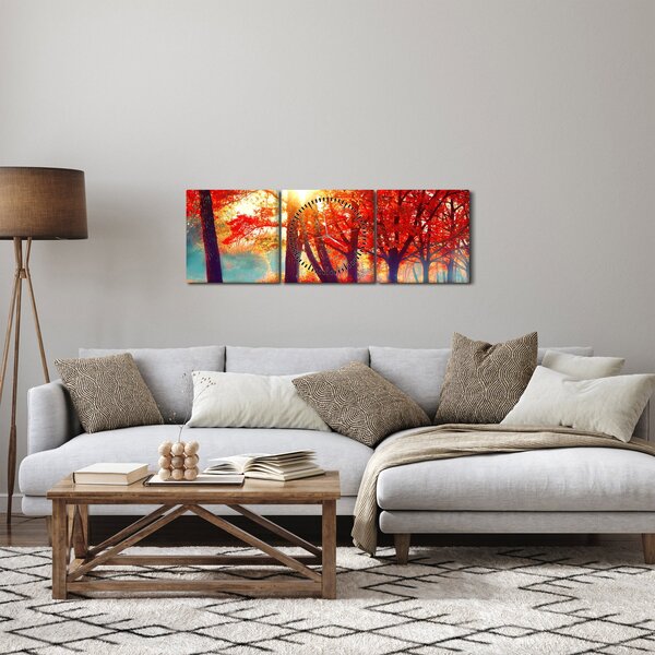 Kép - Őszi táj (órával) (90x30 cm)