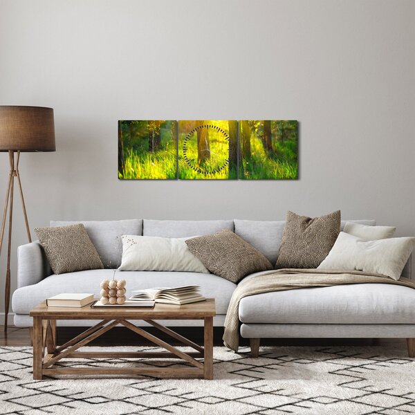Kép - Az erdő tavaszi ébredése (órával) (90x30 cm)