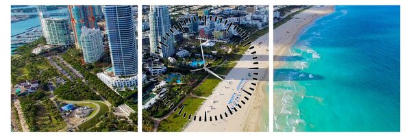 Kép - Miami, Florida (órával) (90x30 cm)