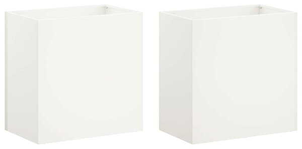 Kerti cserép 2 db Fehér 50 x 30 x 40 cm Hidegen hengerelt acél
