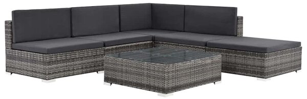 6 részes szürke polyrattan kerti ülőgarnitúra párnákkal