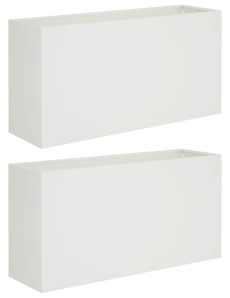 Kerti cserép 2 db Fehér 100 x 30 x 40 cm Hidegen hengerelt acél