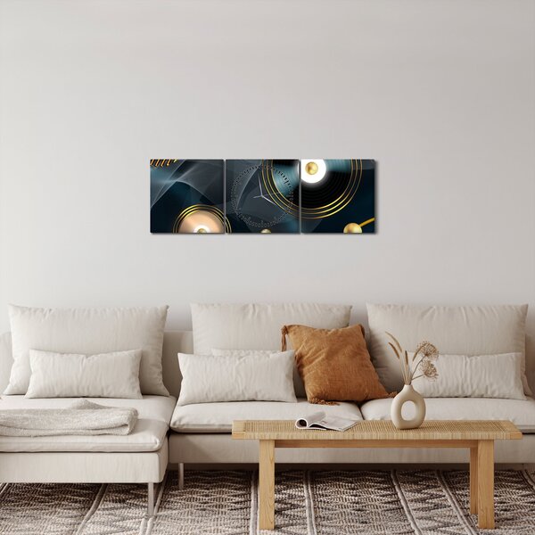 Kép - Arany körök (órával) (90x30 cm)