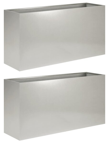 Kerti cserép 2 db Ezüst 100 x 30 x 40 cm Rozsdamentes Acél