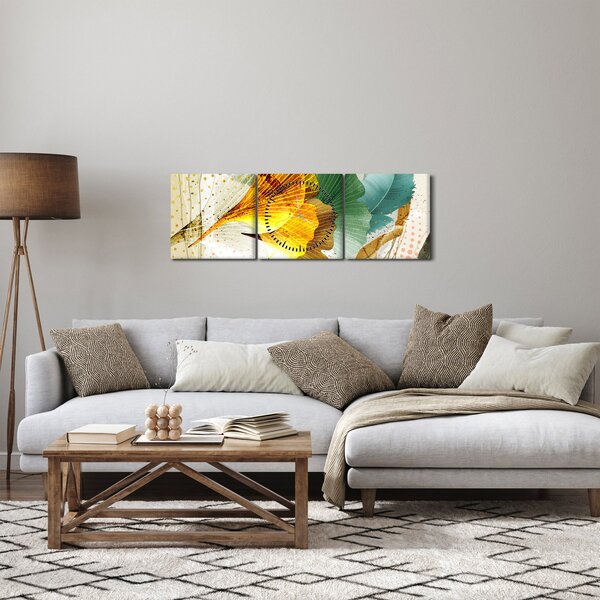 Kép - Levelek (órával) (90x30 cm)