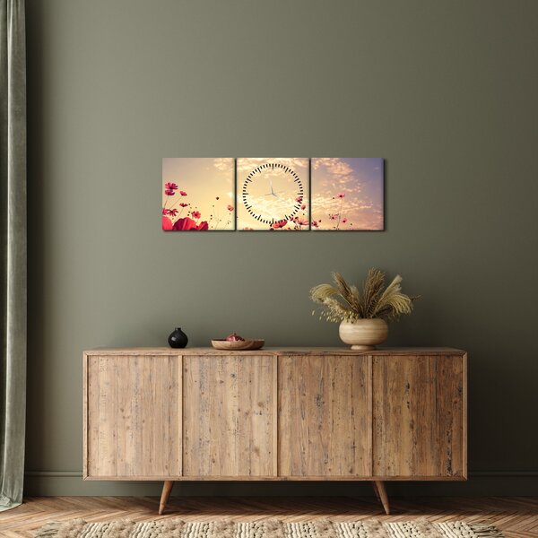 Kép - Rét virágokkal (órával) (90x30 cm)