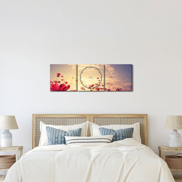 Kép - Rét virágokkal (órával) (90x30 cm)