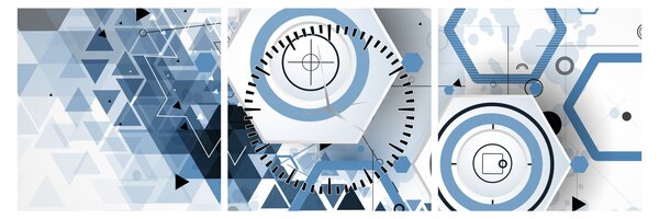 Kép - Geometriai absztrakció (órával) (90x30 cm)