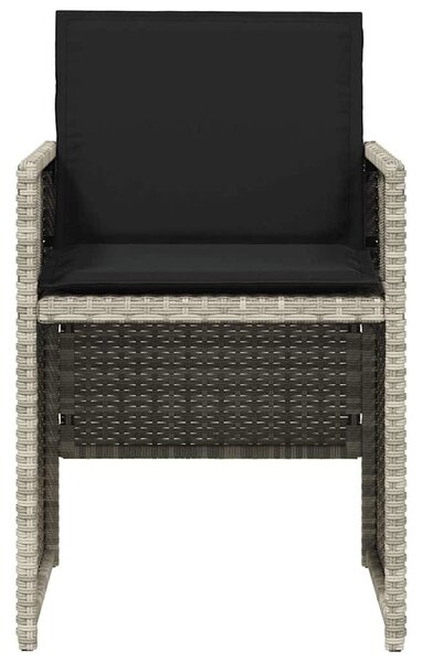 5részes világosszürke polyrattan kerti étkezőgarnitúra párnával