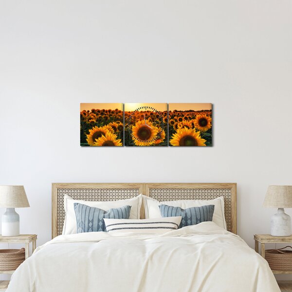 Kép - Napraforgó (órával) (90x30 cm)