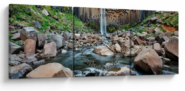Kép - Svartifossi vízesés, Izland (órával) (90x30 cm)