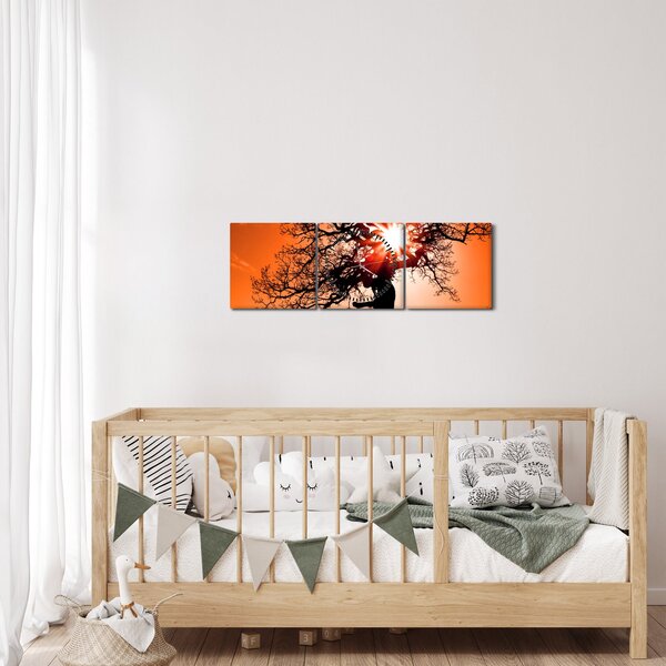 Kép - Tölgy napnyugtakor (órával) (90x30 cm)