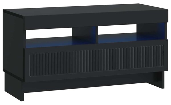 5 darabos LED TV szekrény Fekete Szerelt Fa