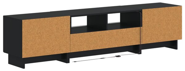 5 darabos LED TV szekrény Fekete Szerelt Fa
