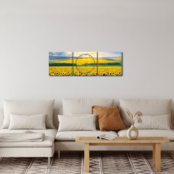 Kép - Napraforgó mező (órával) (90x30 cm)