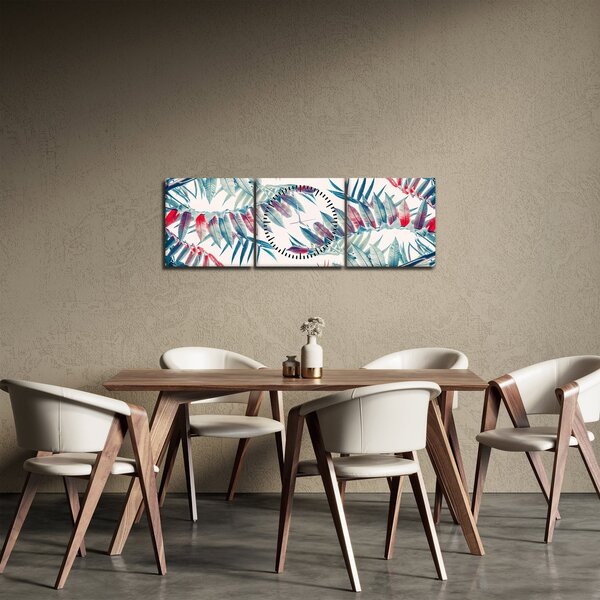 Kép - Trópusi levelek (órával) (90x30 cm)