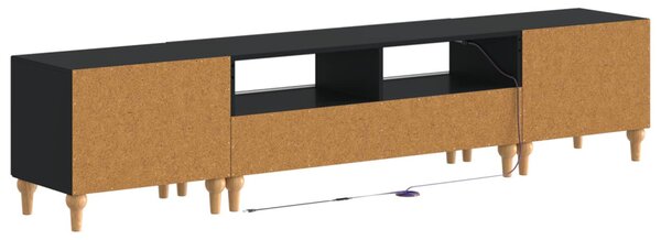 3 darabos LED TV szekrény Fekete Szerelt Fa