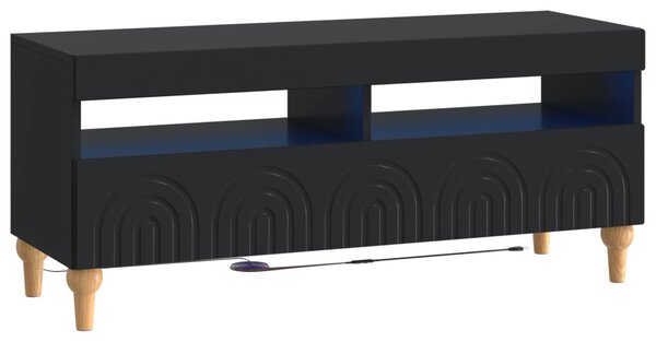 3 darabos LED TV szekrény Fekete Szerelt Fa