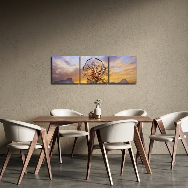 Kép - Táj napraforgóval (órával) (90x30 cm)