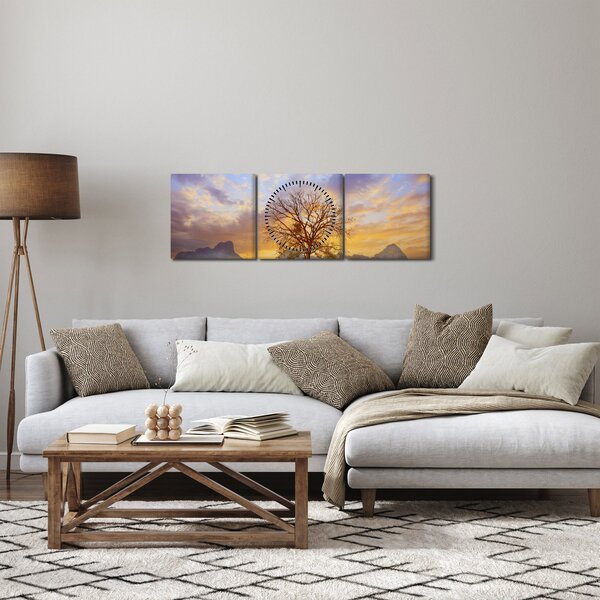 Kép - Táj napraforgóval (órával) (90x30 cm)