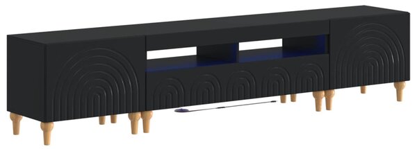 3 darabos LED TV szekrény Fekete Szerelt Fa