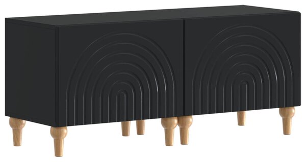 3 darabos LED TV szekrény Fekete Szerelt Fa
