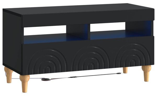 LED TV szekrény Fekete Szerelt Fa
