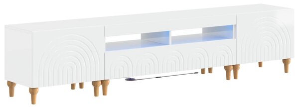 3 darabos LED TV szekrény Magasfényű Fehér Szerelt Fa