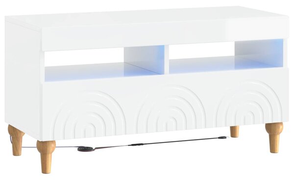 3 darabos LED TV szekrény Magasfényű Fehér Szerelt Fa