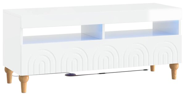 3 darabos LED TV szekrény Magasfényű Fehér Szerelt Fa