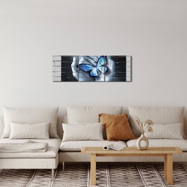 Kép - Pillangó a falon (órával) (90x30 cm)