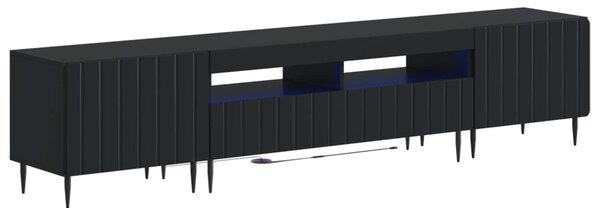 5 darabos LED TV szekrény Fekete Szerelt Fa