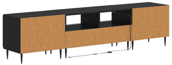5 darabos LED TV szekrény Fekete Szerelt Fa