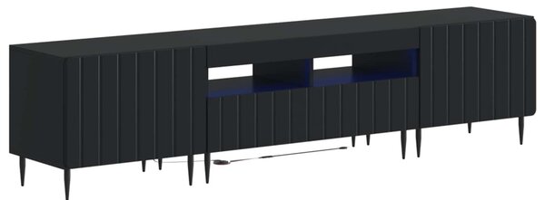 5 darabos LED TV szekrény Fekete Szerelt Fa