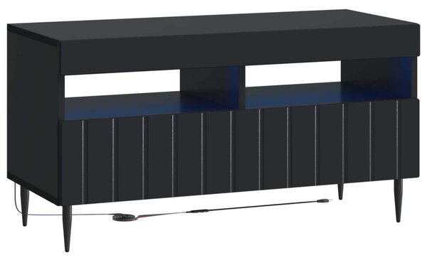 5 darabos LED TV szekrény Fekete Szerelt Fa