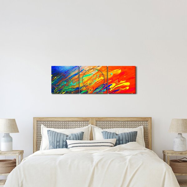 Kép - Színes absztrakció (órával) (90x30 cm)