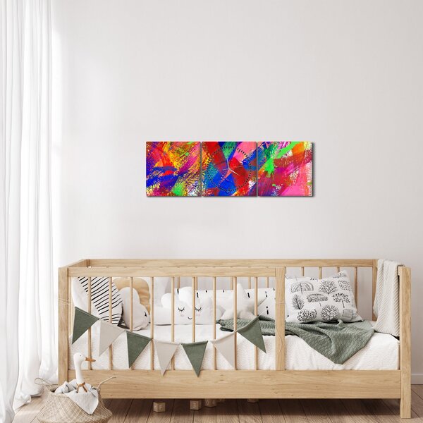 Kép - Színes absztrakció (órával) (90x30 cm)