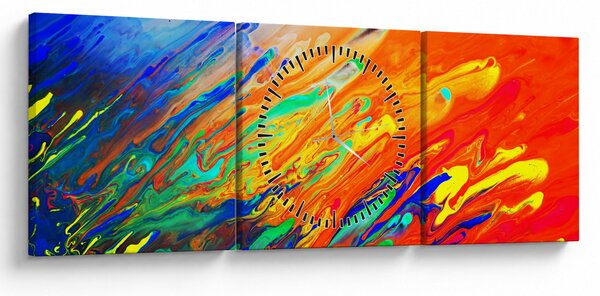 Kép - Színes absztrakció (órával) (90x30 cm)