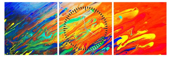 Kép - Színes absztrakció (órával) (90x30 cm)
