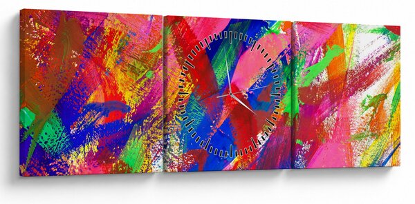 Kép - Színes absztrakció (órával) (90x30 cm)