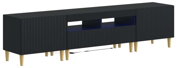 3 darabos LED TV szekrény ARNHEM 3 db Fekete Szerelt Fa