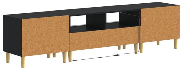 3 darabos LED TV szekrény ARNHEM 3 db Fekete Szerelt Fa