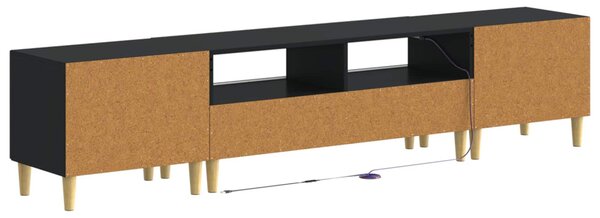 3 darabos LED TV szekrény ARNHEM 3 db Fekete Szerelt Fa